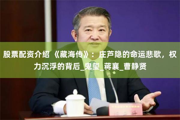 股票配资介绍 《藏海传》：庄芦隐的命运悲歌，权力沉浮的背后_鬼玺_蒋襄_曹静贤