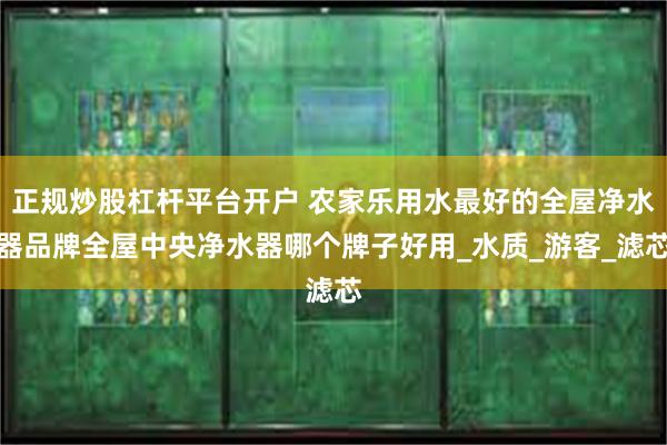 正规炒股杠杆平台开户 农家乐用水最好的全屋净水器品牌全屋中央净水器哪个牌子好用_水质_游客_滤芯