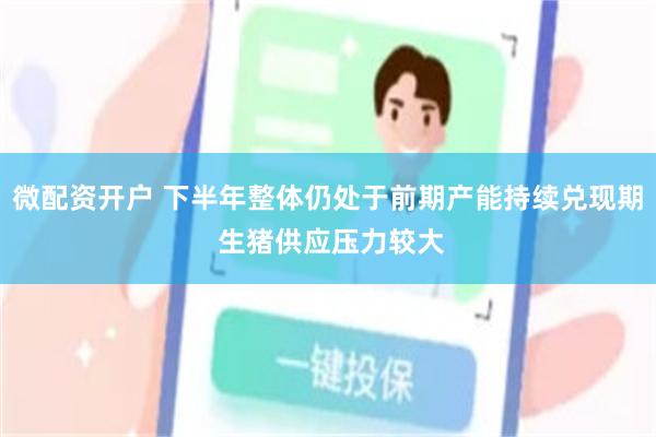 微配资开户 下半年整体仍处于前期产能持续兑现期 生猪供应压力较大