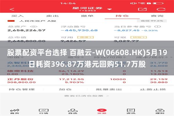 股票配资平台选择 百融云-W(06608.HK)5月19日耗资396.87万港元回购51.7万股