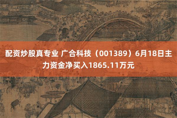 配资炒股真专业 广合科技（001389）6月18日主力资金净买入1865.11万元