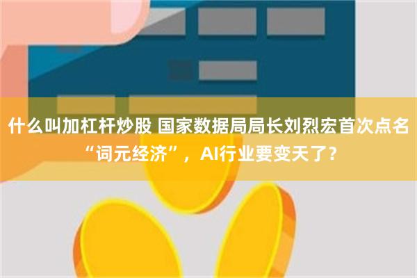 什么叫加杠杆炒股 国家数据局局长刘烈宏首次点名“词元经济”，AI行业要变天了？