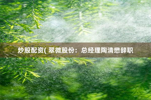 炒股配资( 翠微股份：总经理陶清懋辞职