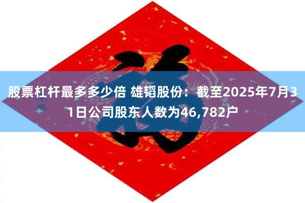 股票杠杆最多多少倍 雄韬股份：截至2025年7月31日公司股东人数为46,782户