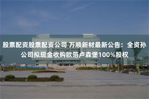 股票配资股票配资公司 万顺新材最新公告：全资孙公司拟现金收购欧箔卢森堡100%股权