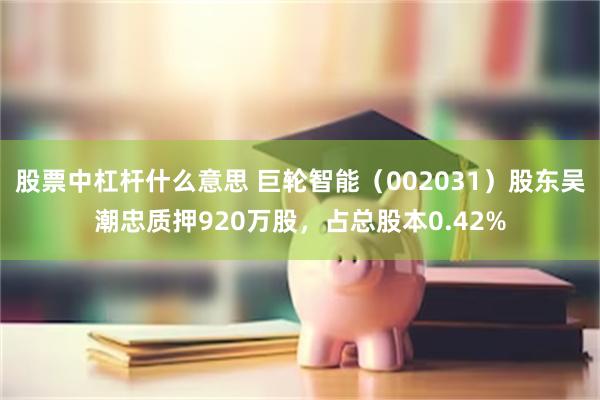 股票中杠杆什么意思 巨轮智能（002031）股东吴潮忠质押920万股，占总股本0.42%