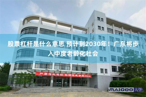股票杠杆是什么意思 预计到2030年!广东将步入中度老龄化社会