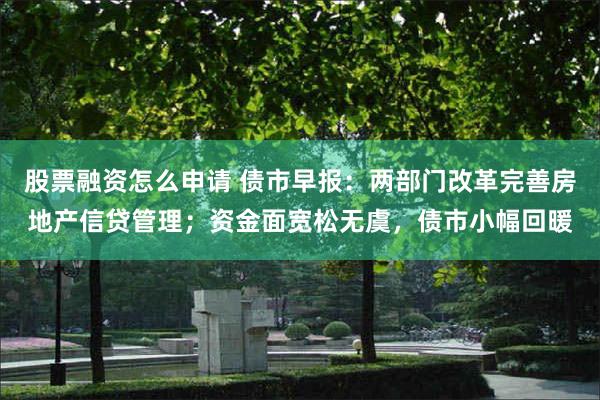 股票融资怎么申请 债市早报：两部门改革完善房地产信贷管理；资金面宽松无虞，债市小幅回暖